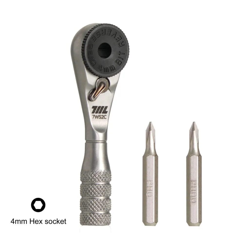 711L micro ratchet wrench 4mm precision screwdriver front view with knurled grip
